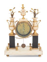 A Directoire Gilt Bronze and Marble Mantel Clock