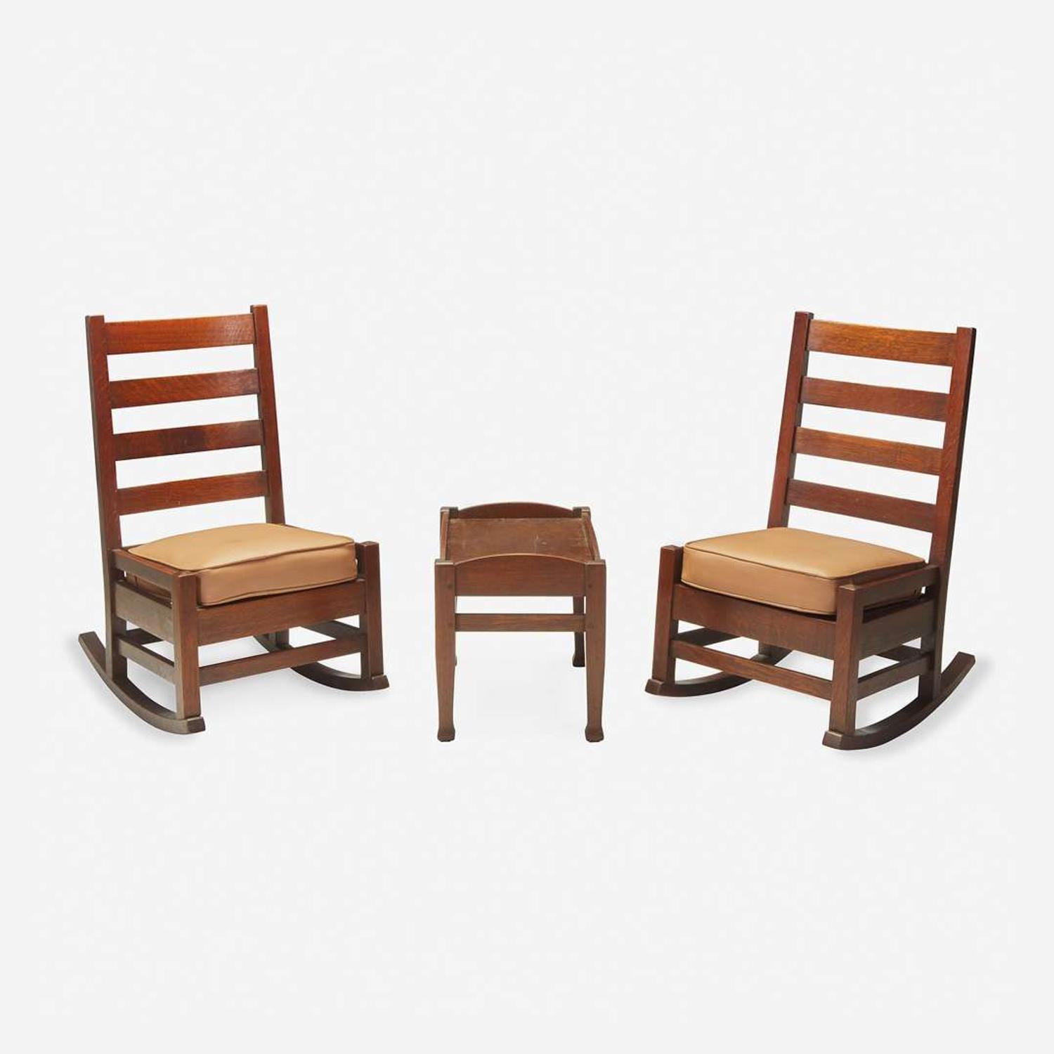 Gustav Stickley (American, 1858-1942) Pair of Small Rockers No. 2607, USA, circa 1902