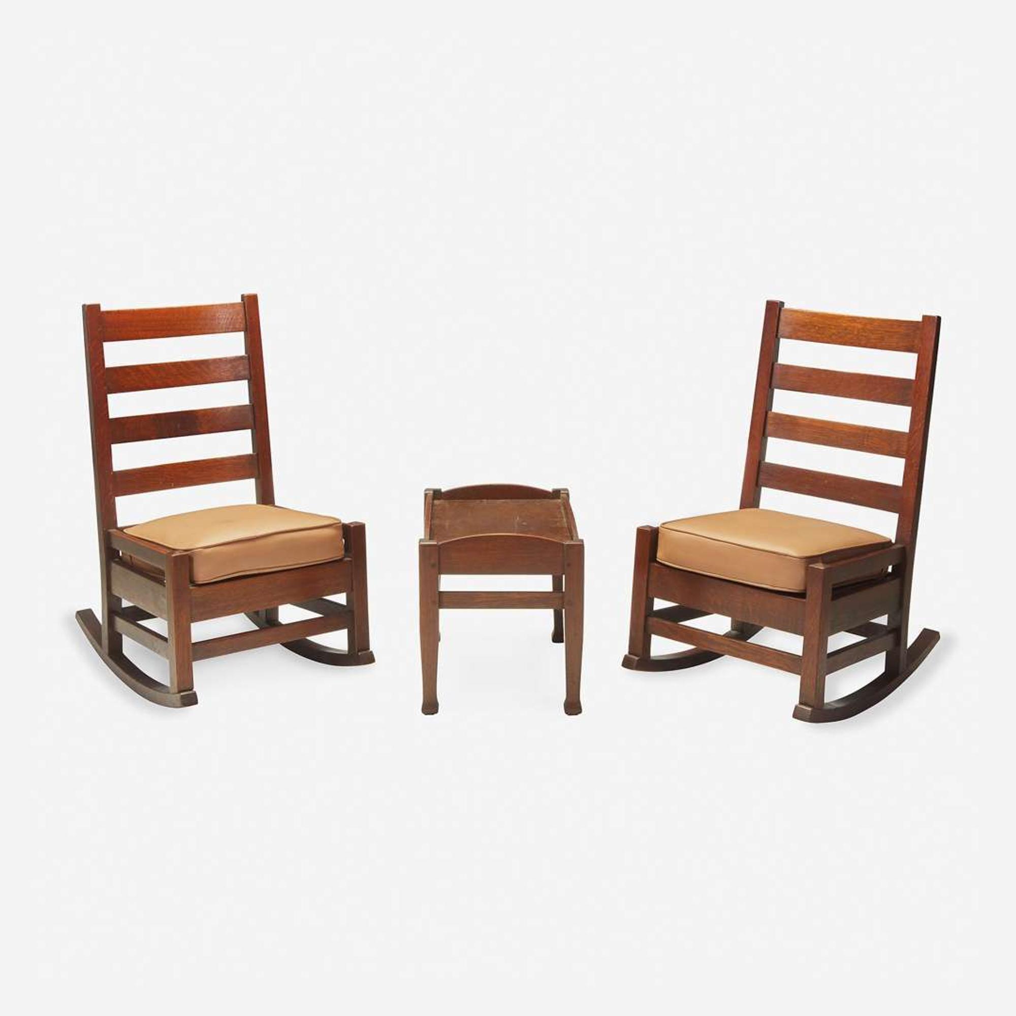 Gustav Stickley (American, 1858-1942) Pair of Small Rockers No. 2607, USA, circa 1902