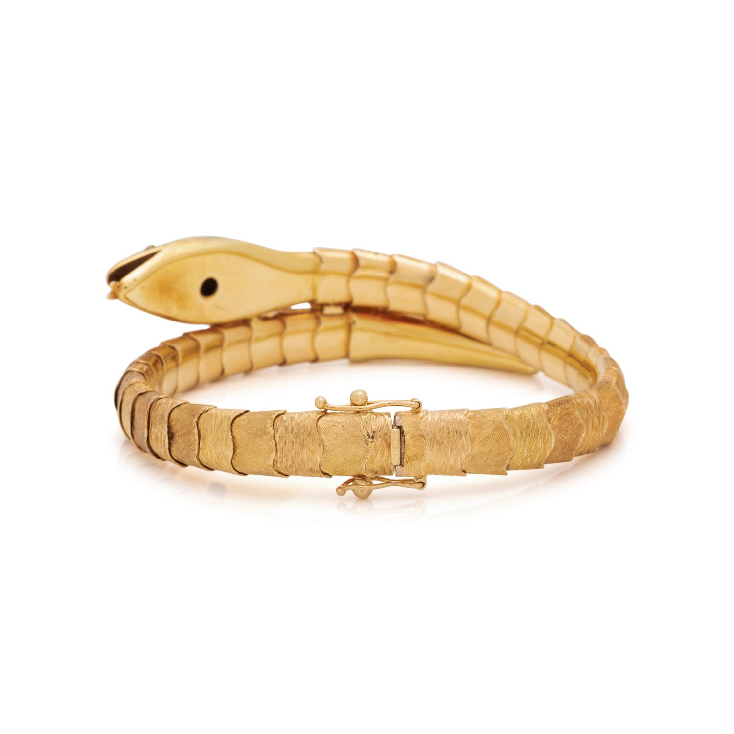 YELLOW GOLD AND ENAMEL SNAKE BRACELET