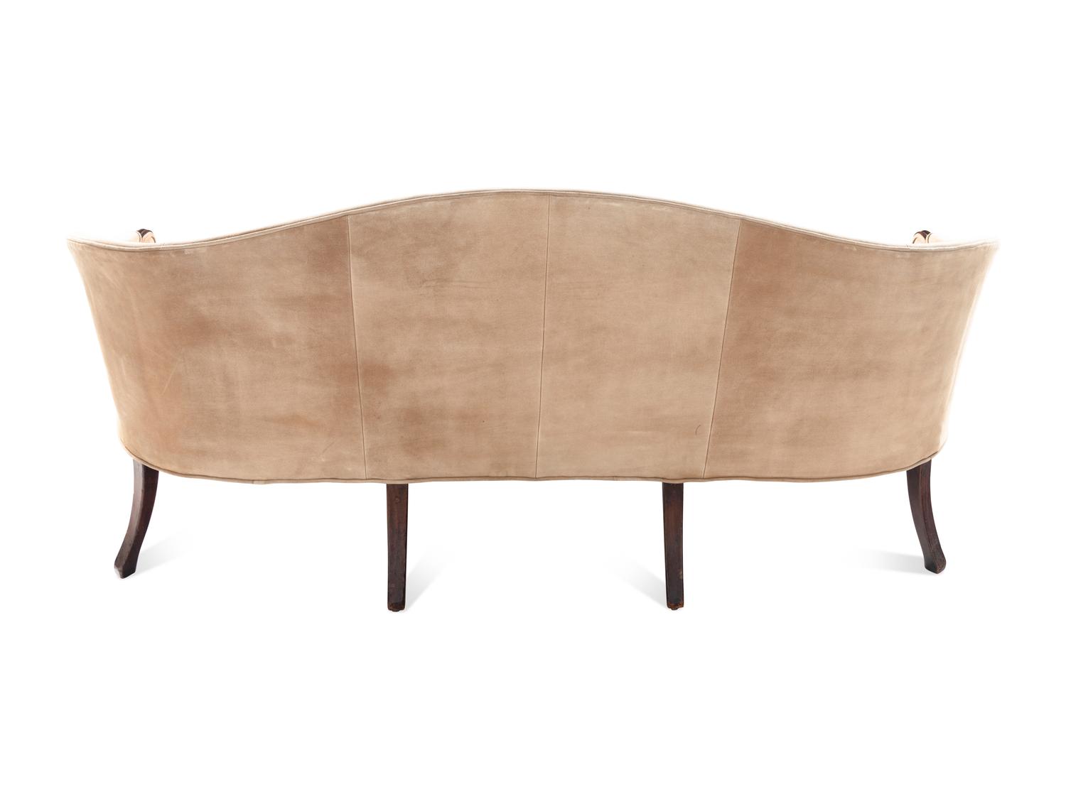 A George III Style Suede Upholstered Mahogany Sofa