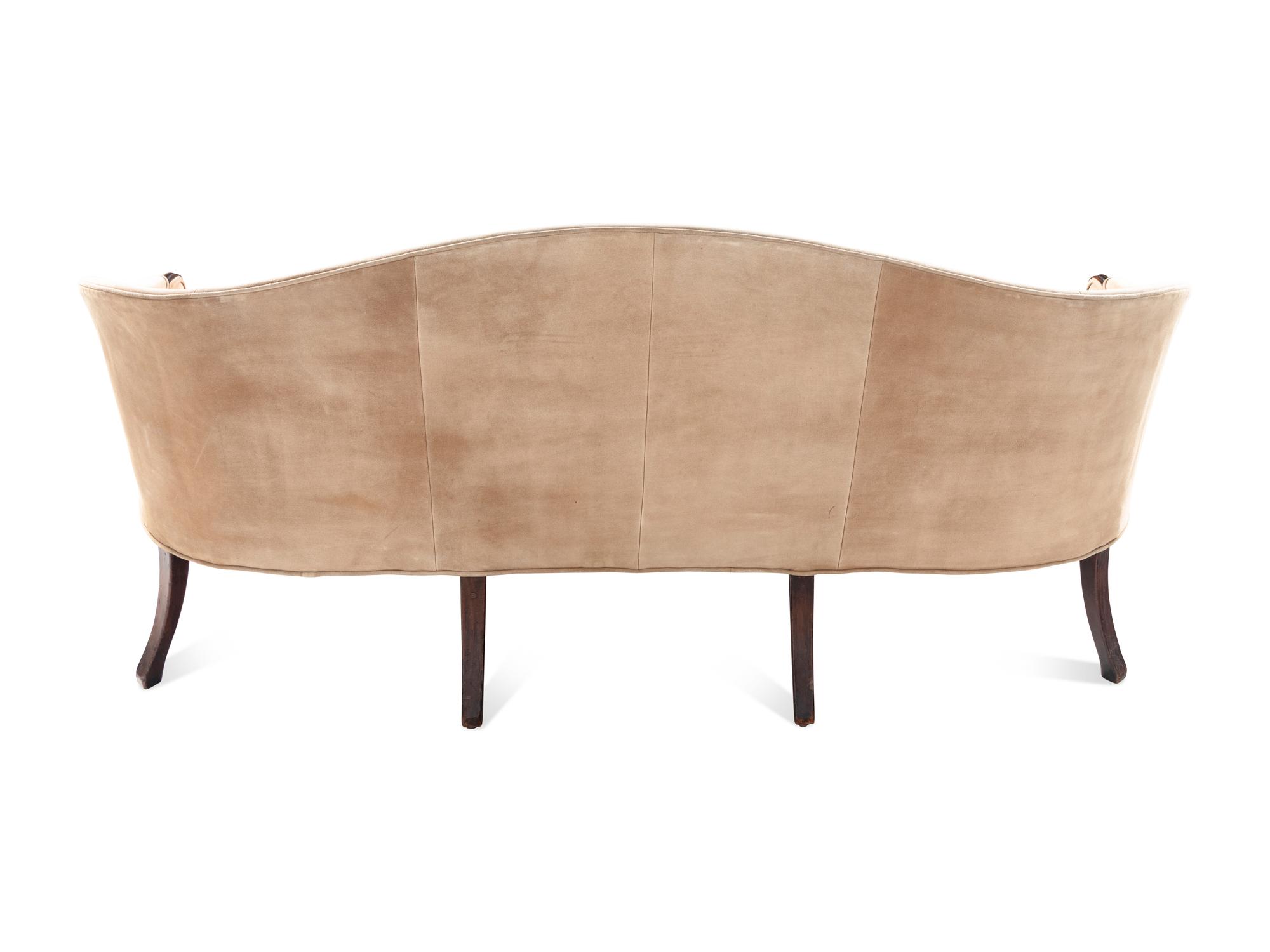 A George III Style Suede Upholstered Mahogany Sofa