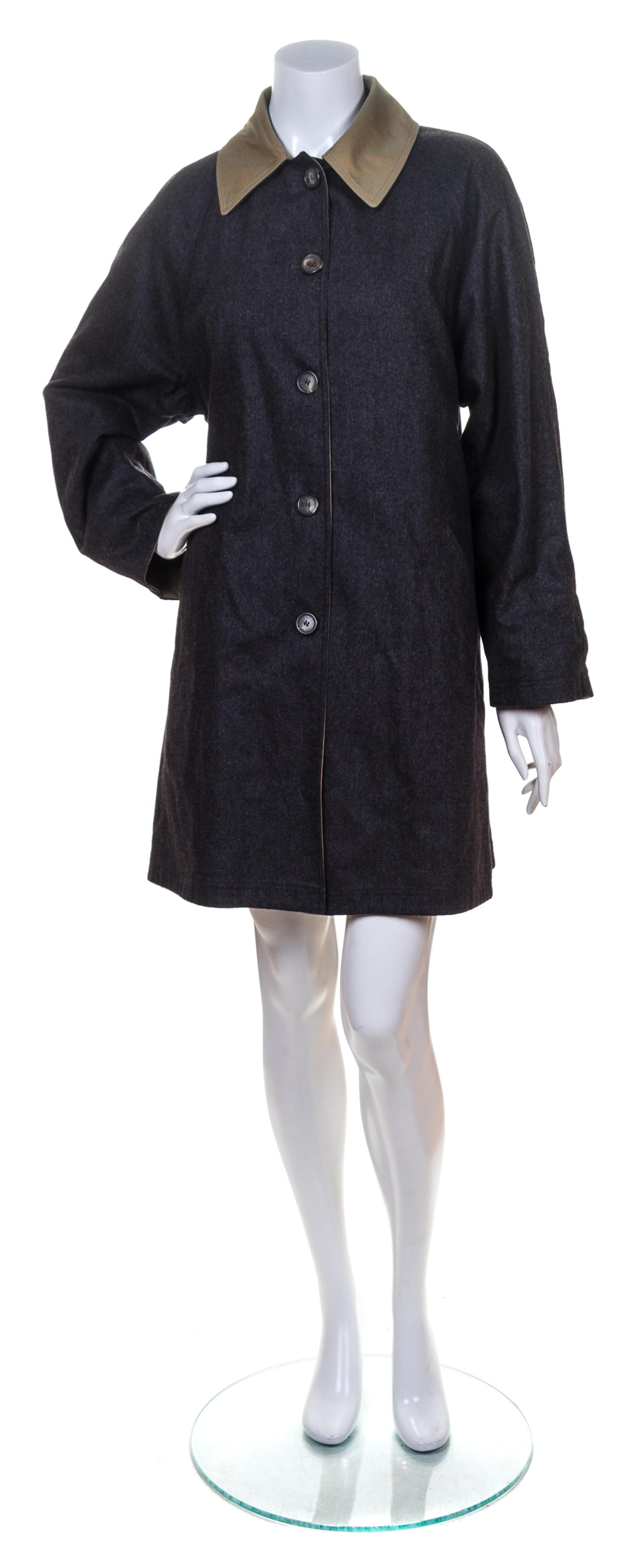 A Gucci Grey Flannel and Green Cotton Reversible Trench Coat,