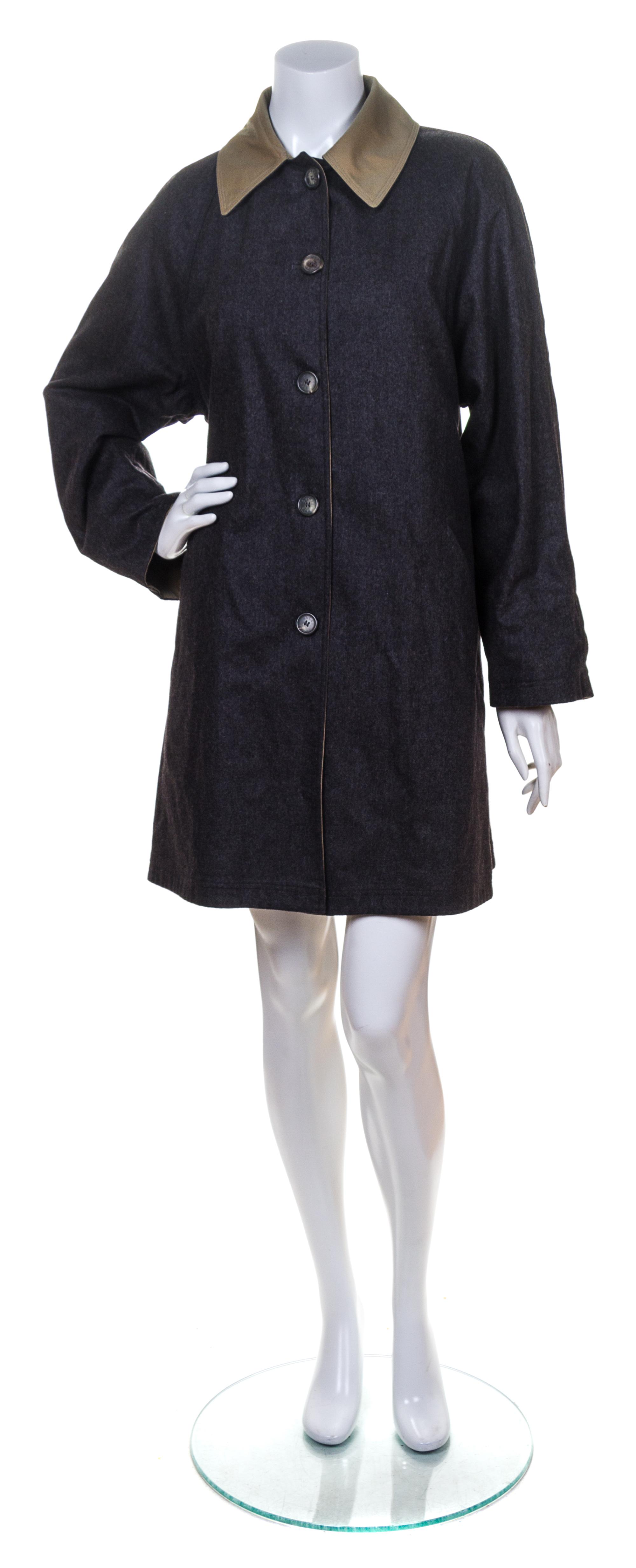 A Gucci Grey Flannel and Green Cotton Reversible Trench Coat,