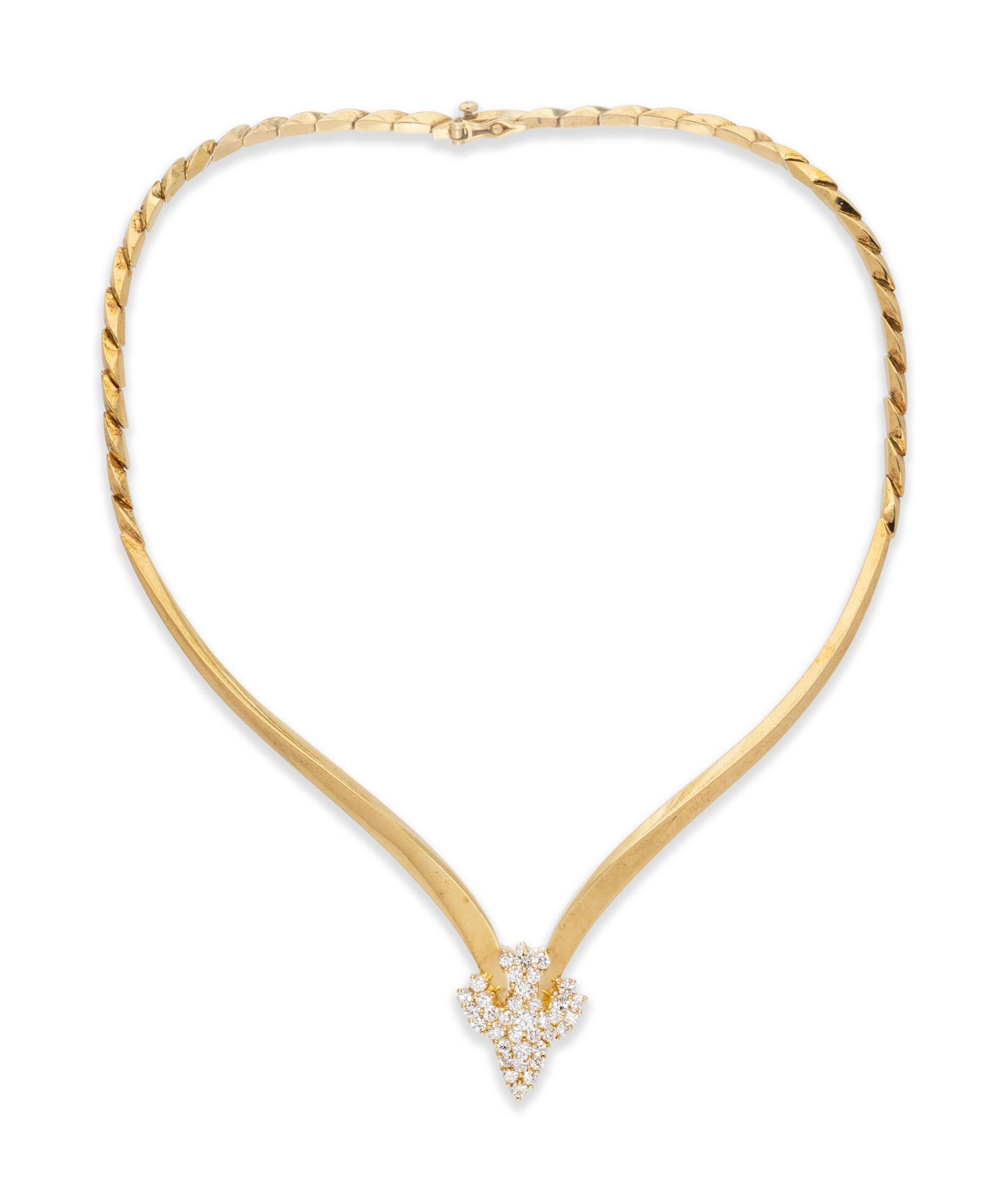 A 14 Karat Yellow Gold and Diamond Collar Necklace, Jose Hess,