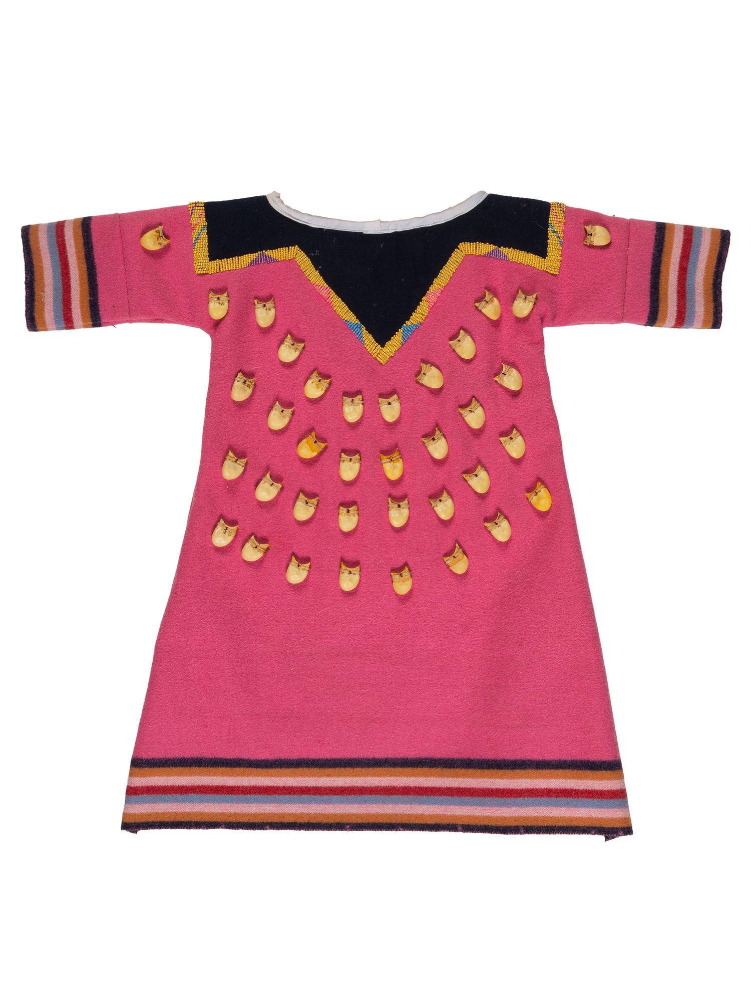 Girl's Pink Wool Elk Tooth Dress