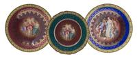 Three Royal Vienna Porcelain Articles, Diameter of largest 11 3/8 inches.