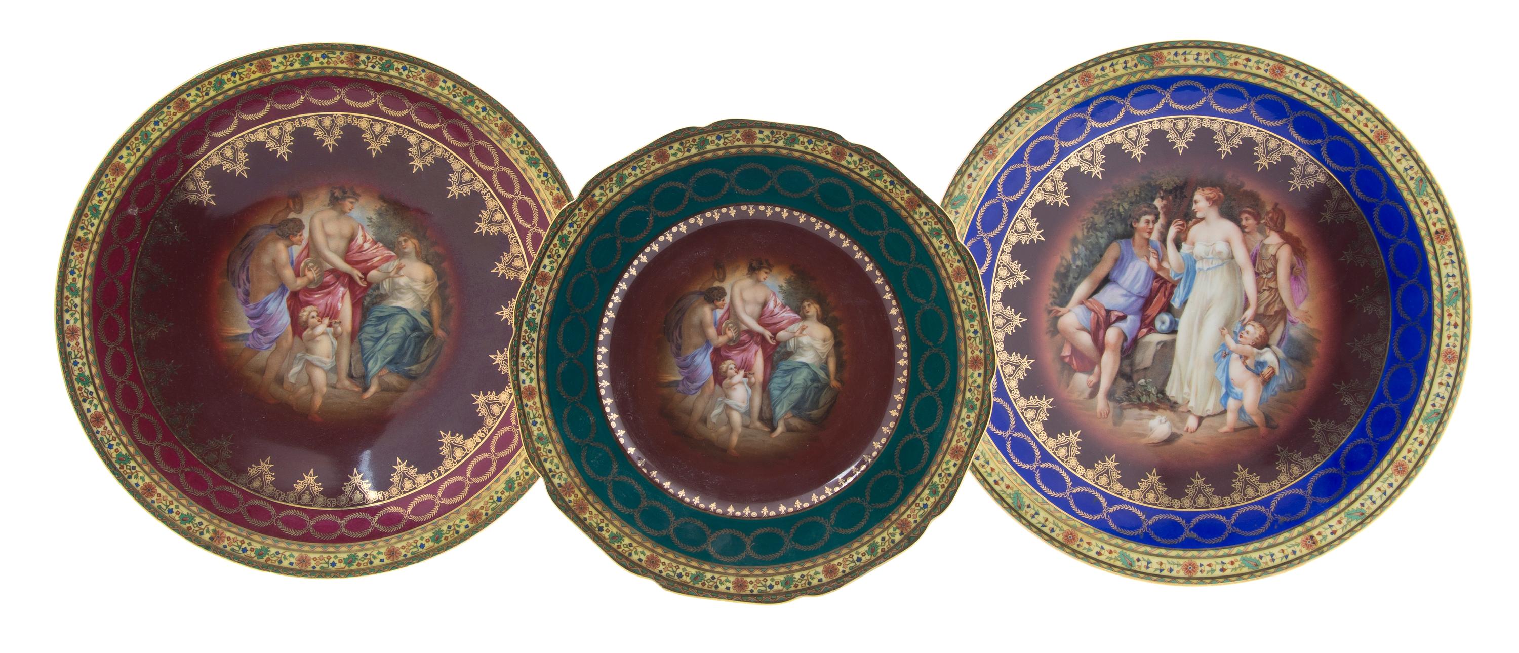 Three Royal Vienna Porcelain Articles, Diameter of largest 11 3/8 inches.