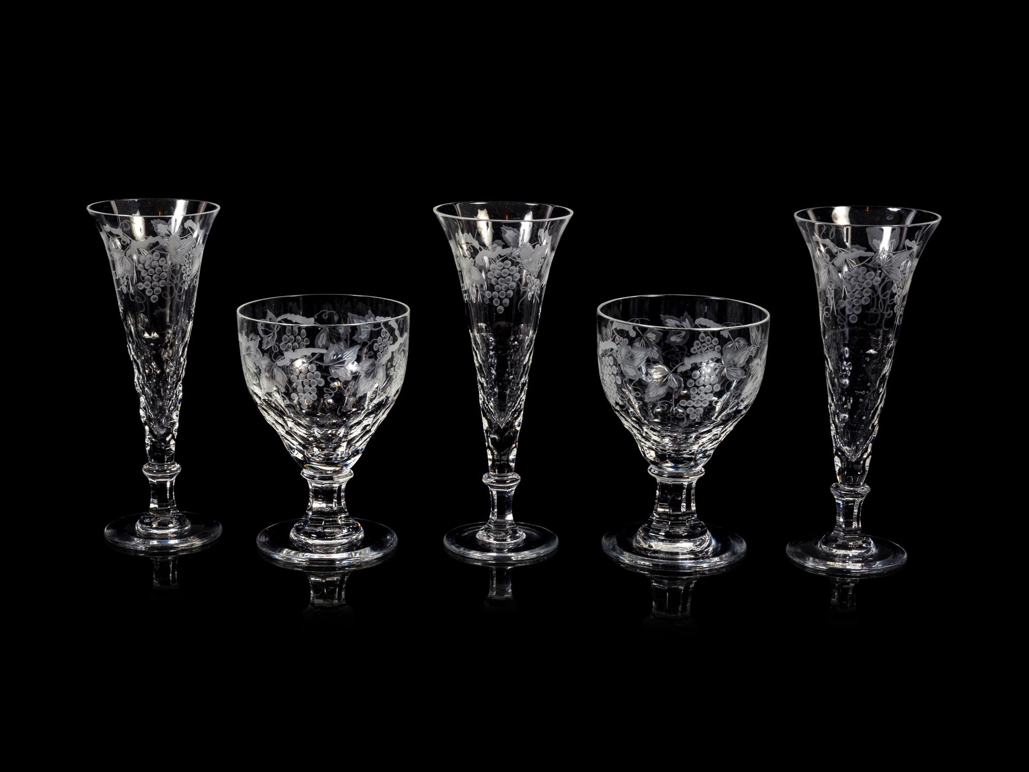 A Collection of William Yeoward Etched Glass Stemware Articles