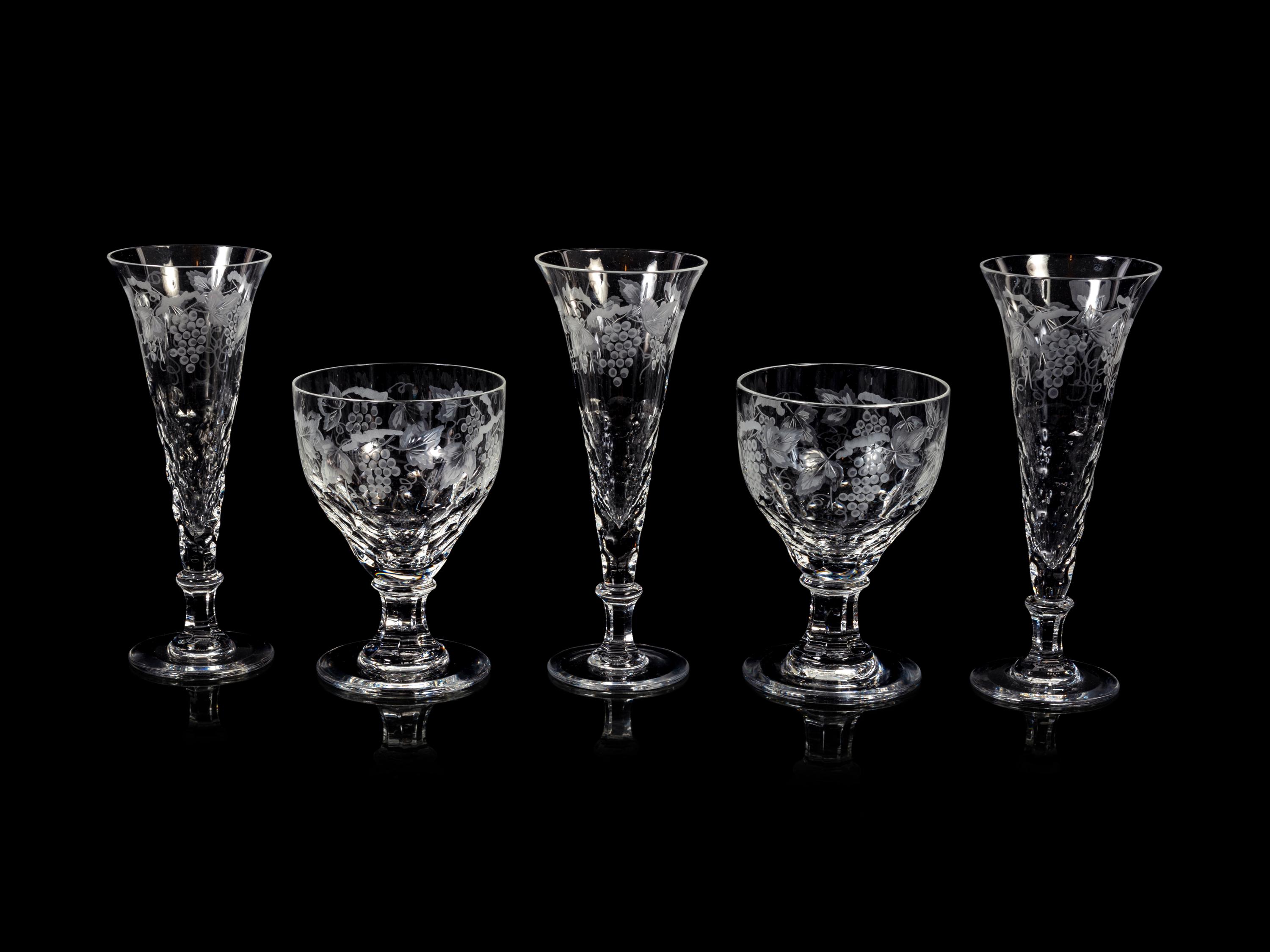 A Collection of William Yeoward Etched Glass Stemware Articles