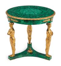 An Empire Style Gilt Bronze Mounted and Malachite Veneered Guéridon