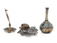 Four Continental Champlevé Enamel Articles