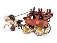 A Hubley Cast Iron Three-Seat Two-Horse Drawn Brake