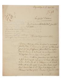 [MANUSCRIPTS - NAPOLEONIC]. A group of 2 letters in French, related to Jean-Baptiste Viallanes and Claude-Pierre Pajol.
