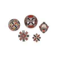 Five Antique Scottish Agate & Silver Brooches