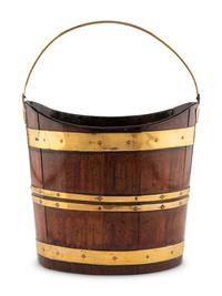 An English Oak and Brass Banded Peat Bucket