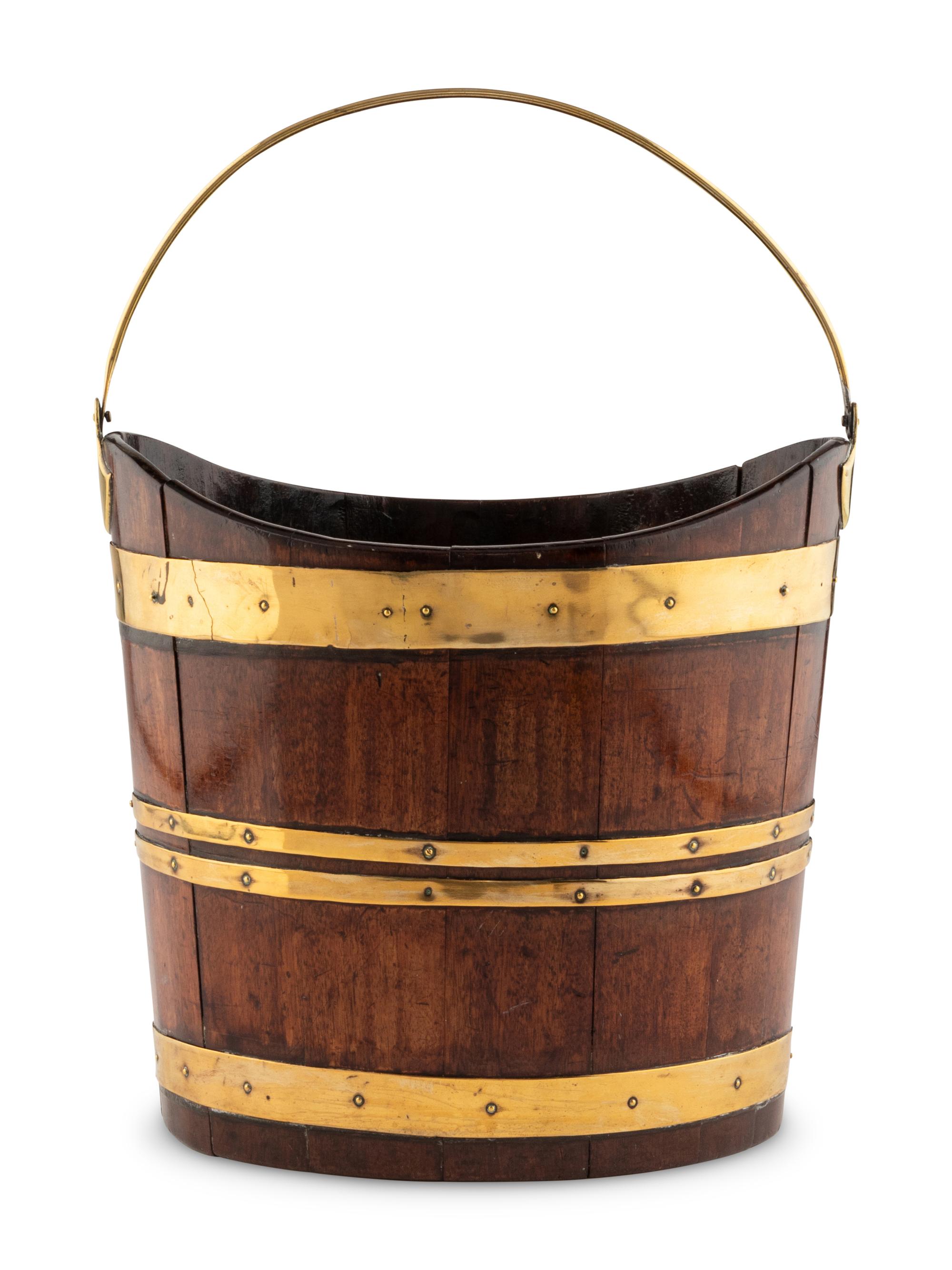 An English Oak and Brass Banded Peat Bucket