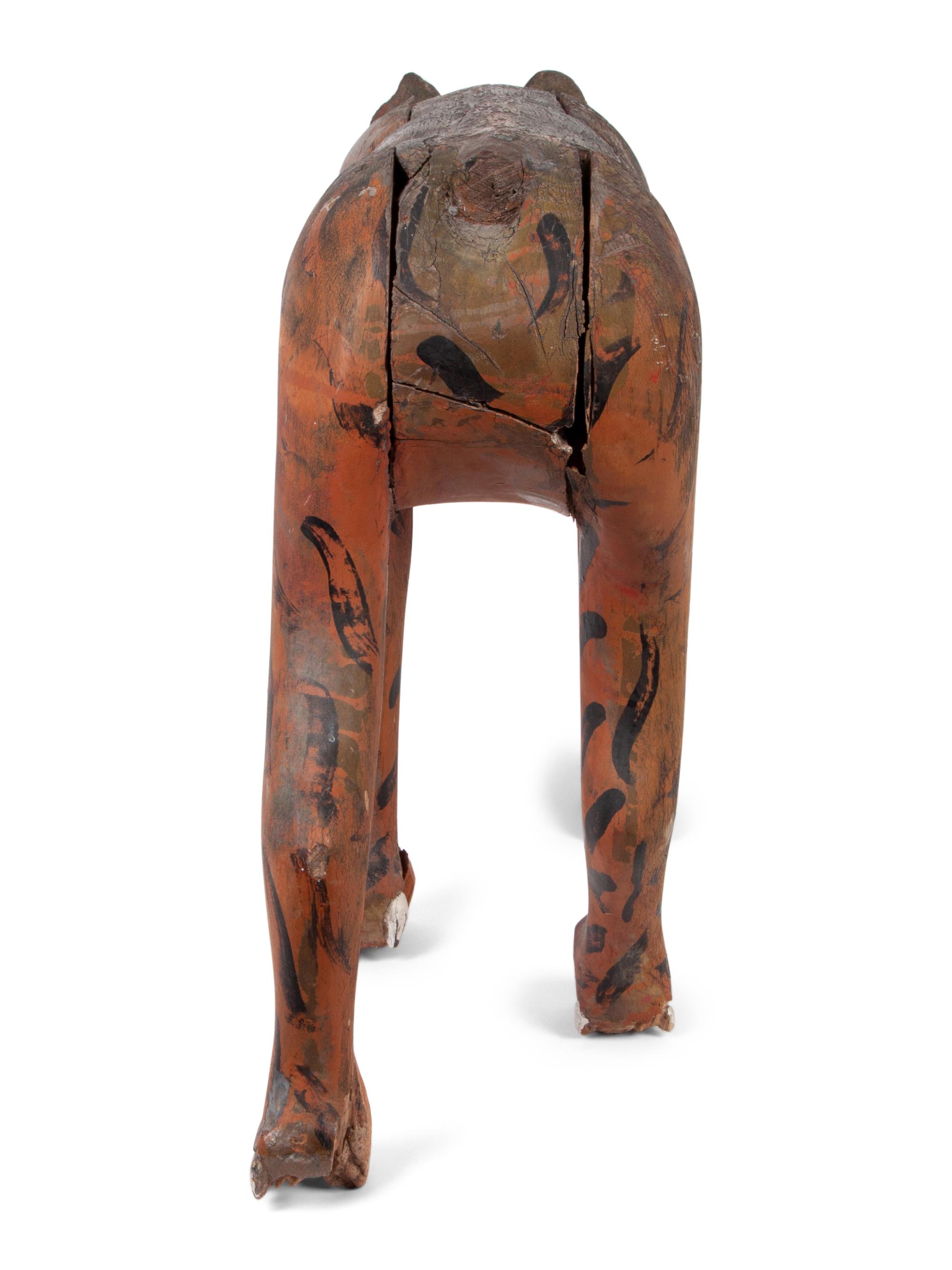 A Carved and Polychrome Painted Folk Art Tiger