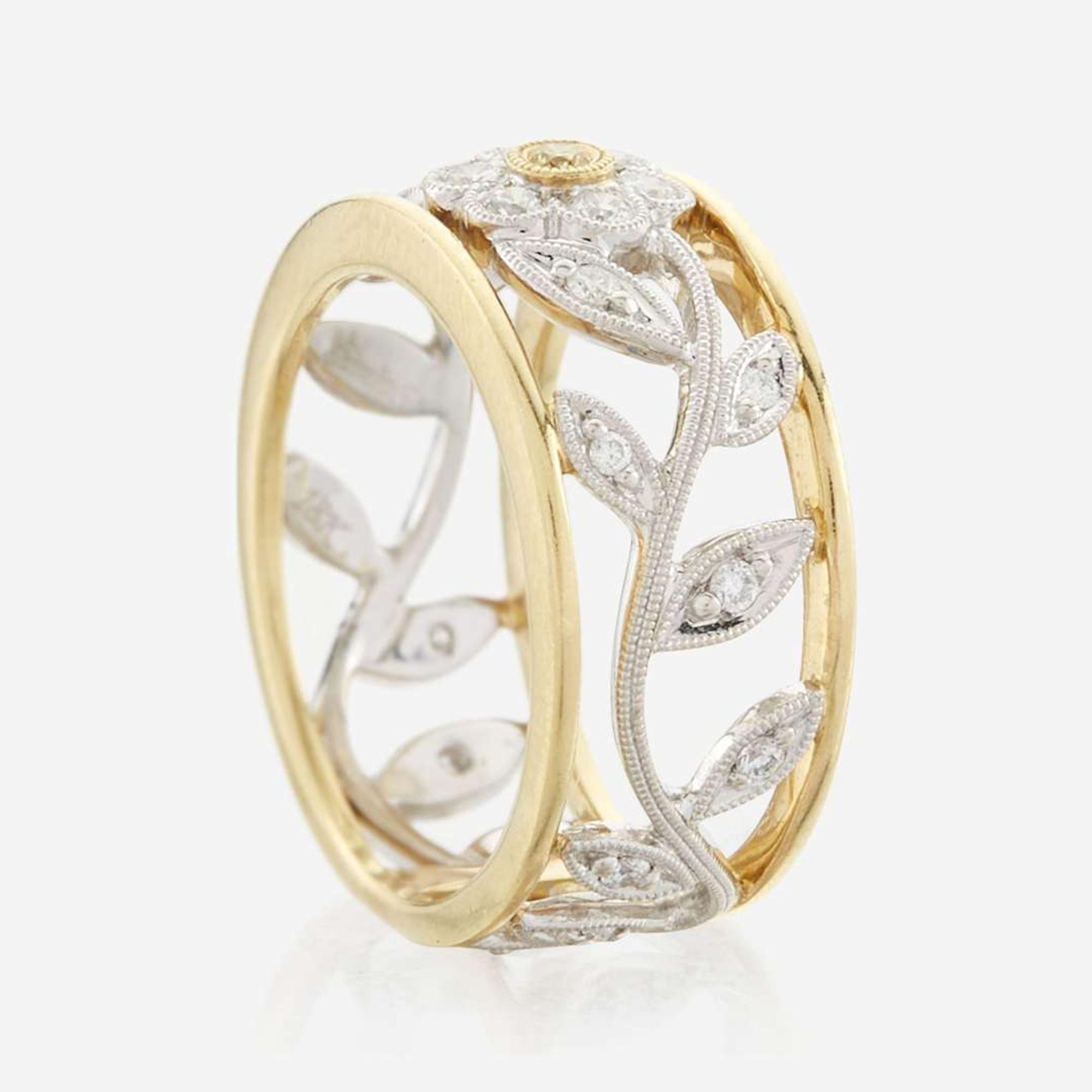 A bicolor gold, diamond, and colored diamond pendant with matching ring, Simon G