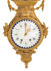 A French Gilt Bronze, Blue Steel, and Enamel Cartel d'Applique and Barometer
