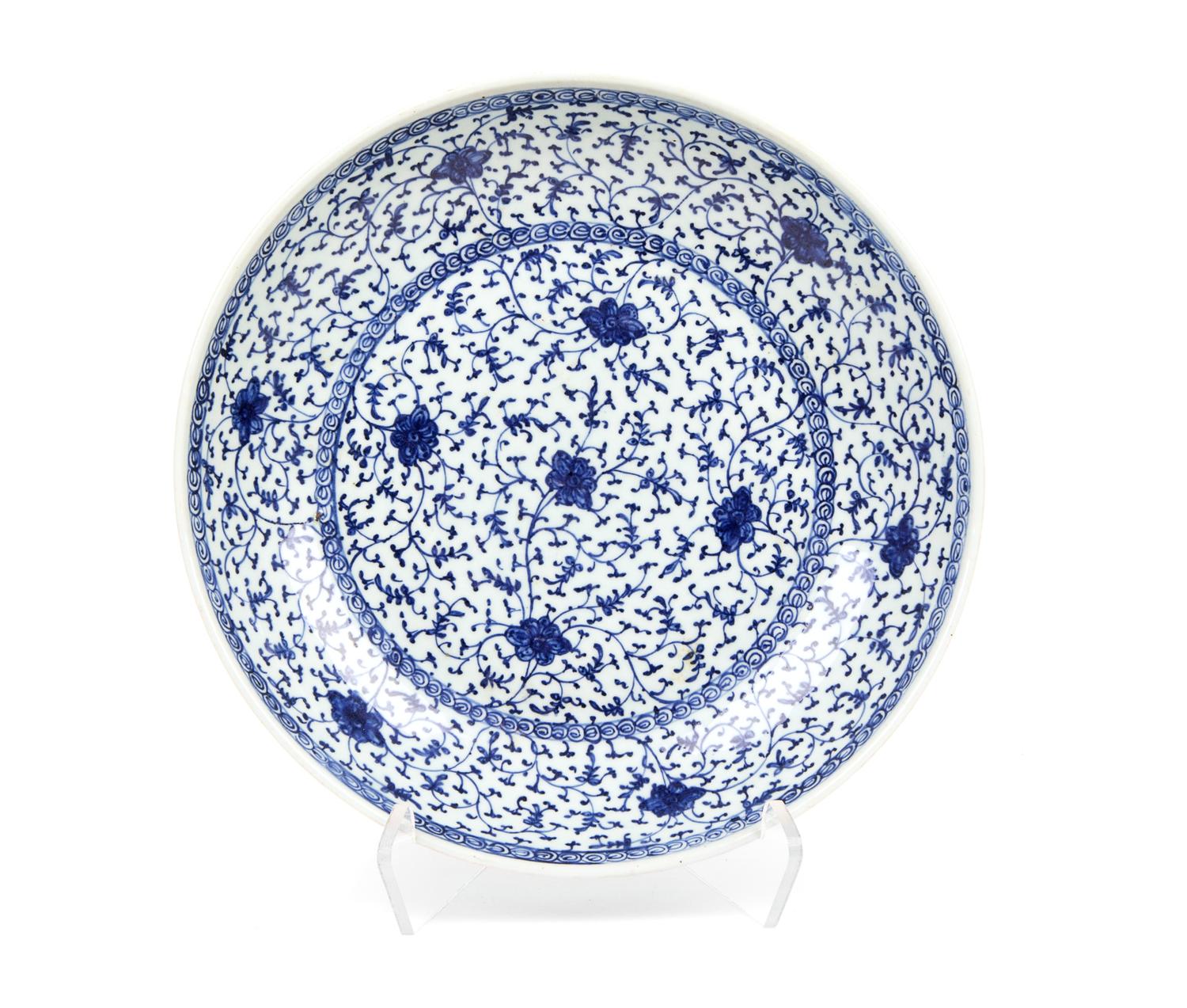 A Blue and White 'Floral' Porcelain Charger Diameter 14 1/2 inches. — 18TH/19TH CENTURY