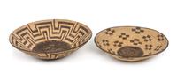 Two Pima Basket Bowls Height 4 x diameter 14 3/4 inches.
