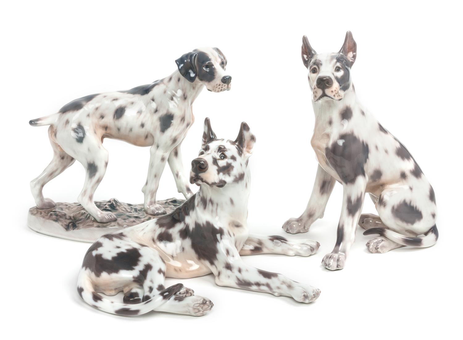 Three Dahl Jensen Copenhagen Porcelain Figures Width of widest 12 inches. — 20TH CENTURY
