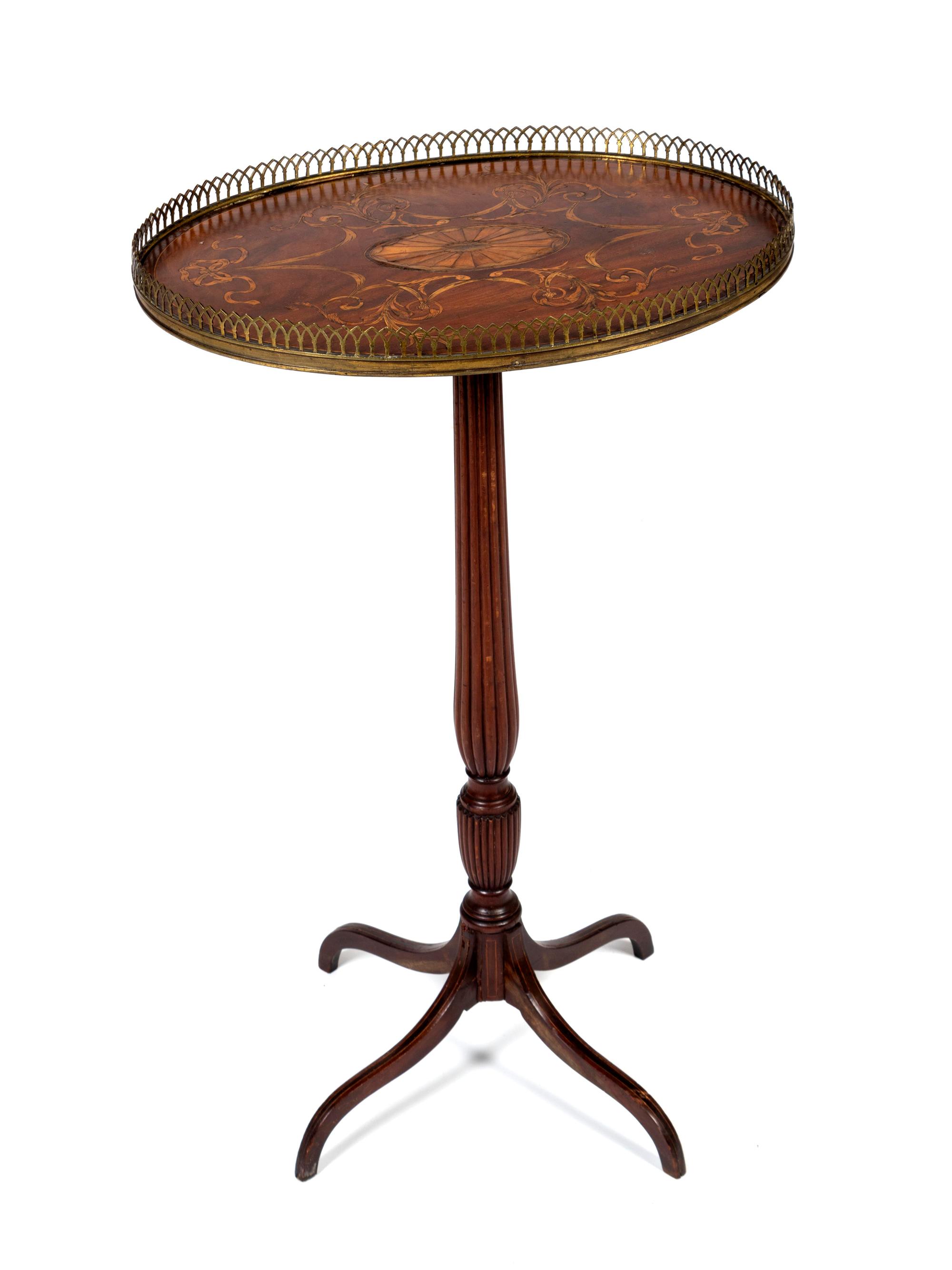George III Style Marquetry Pedestal Table