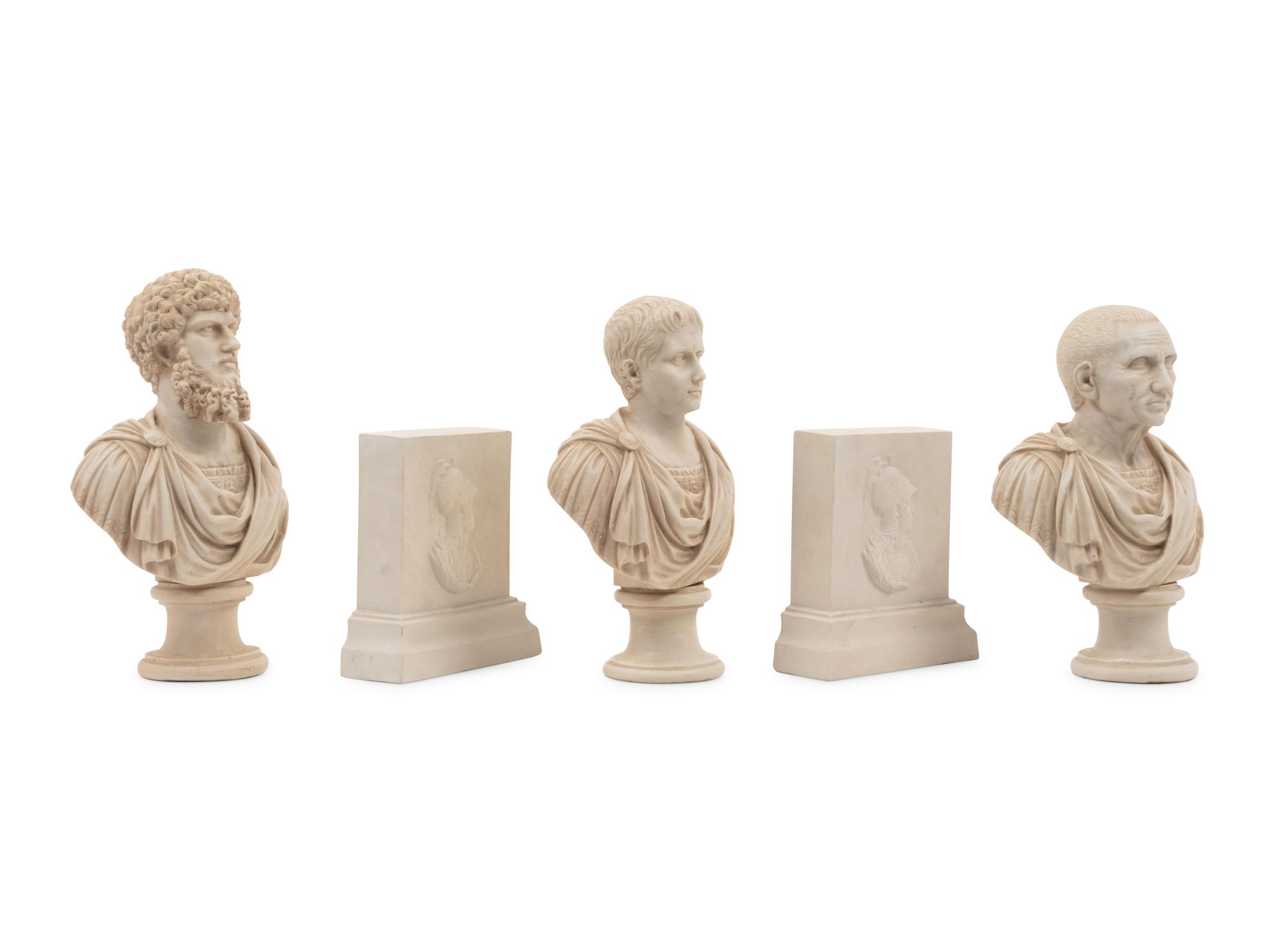 Three Composition Busts and a Pair of Bookends