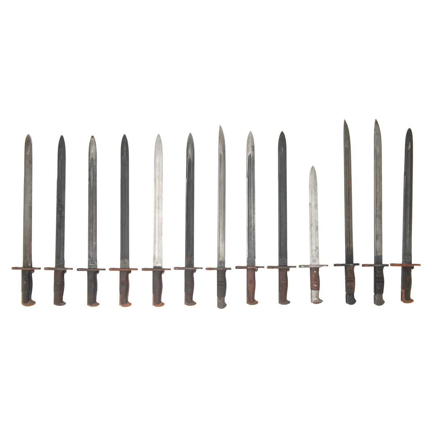 Lot of 13 WWI-era U.S. Bayonets: Including Winchester M1917, and Nine M1905 Bayonets
