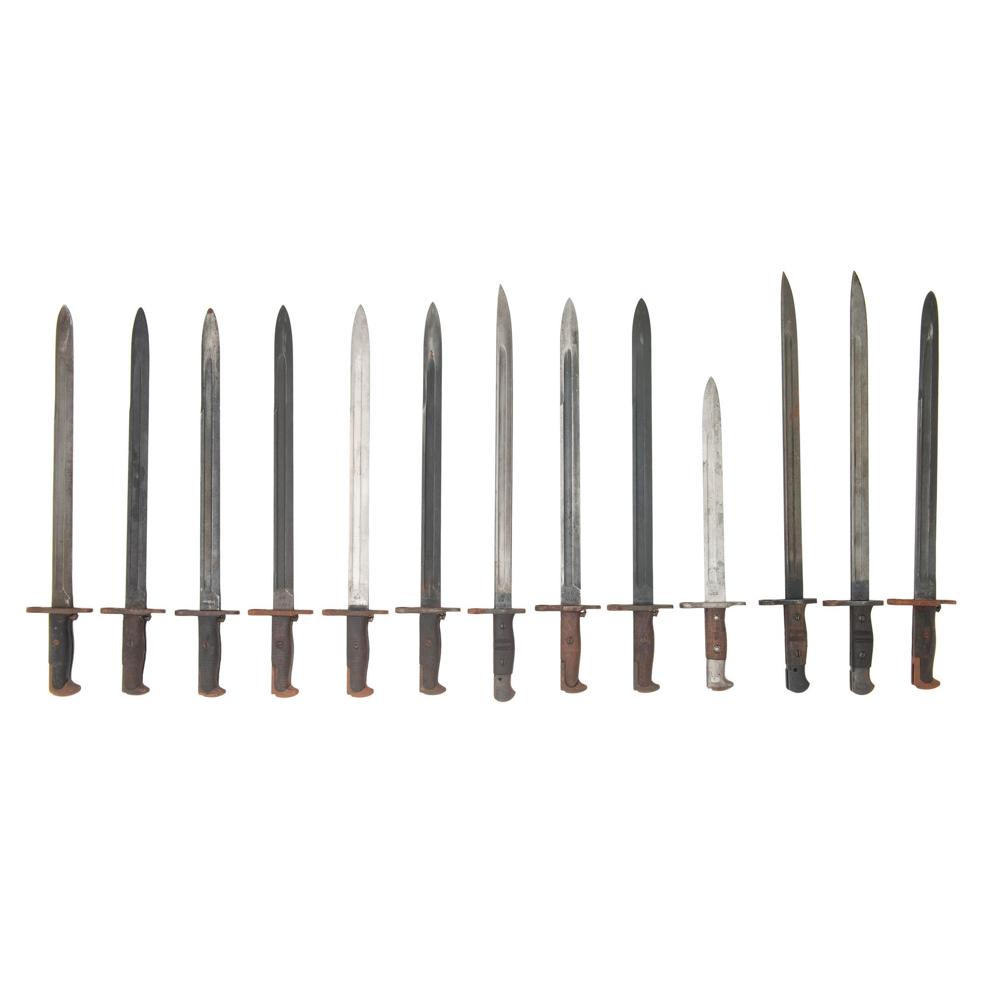 Lot of 13 WWI-era U.S. Bayonets: Including Winchester M1917, and Nine M1905 Bayonets