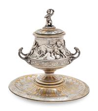 A Christofle Silver-Plate and Parcel Gilt Covered Jar and Underplate