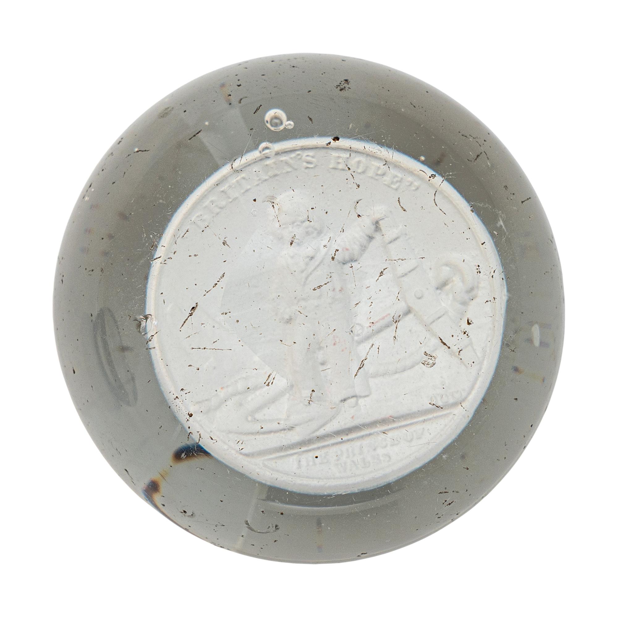 A Clichy London International Exhibition 1851 Sulfide and Glass Paperweight and a Clichy Prince of Wales Sulfide and Glass Paperweight