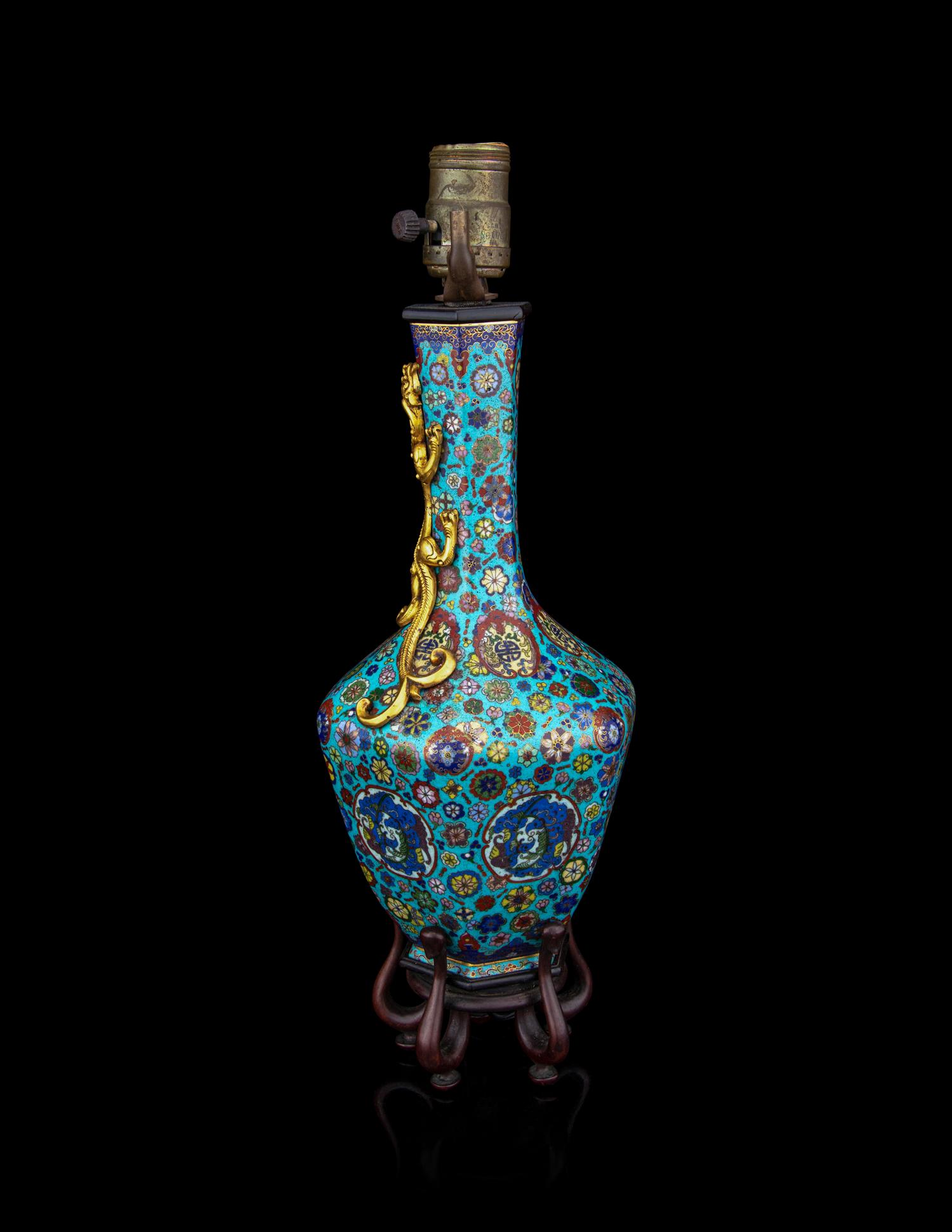 A Cloisonné Enamel Faceted Vase