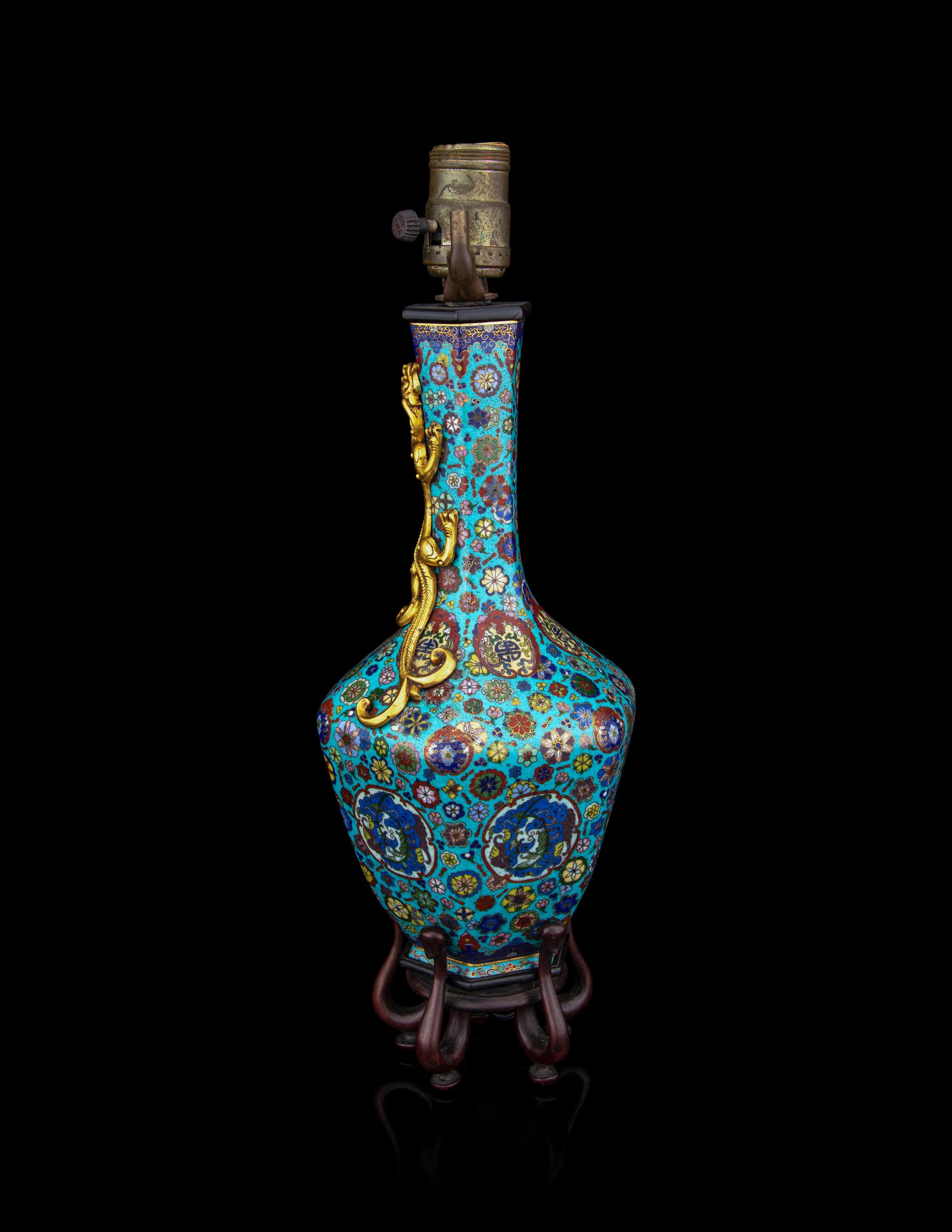 A Cloisonné Enamel Faceted Vase