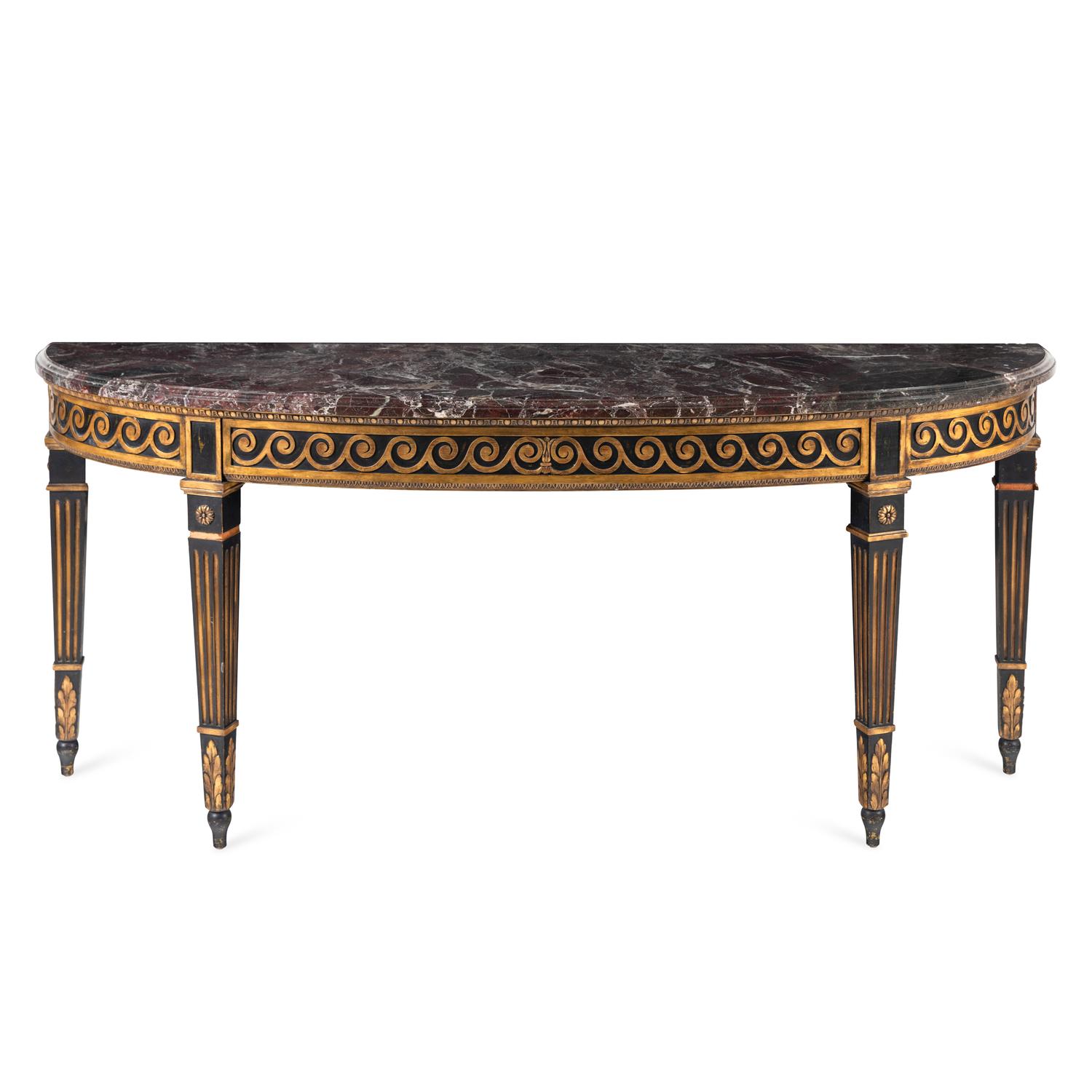 A Neoclassical Style Parcel Gilt Marble-Top Console Table