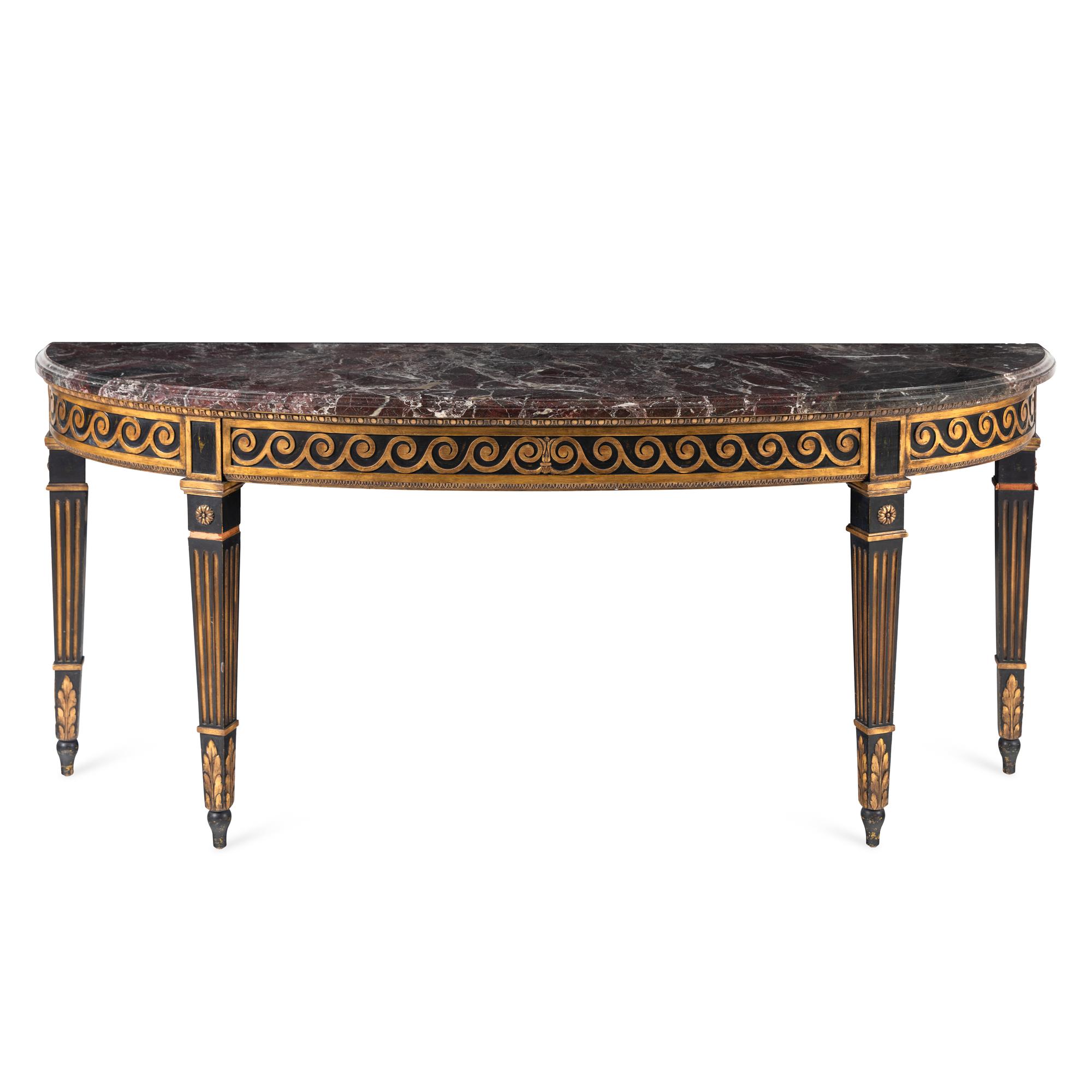 A Neoclassical Style Parcel Gilt Marble-Top Console Table