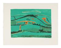 A Group of Four Prints (Bouteille et Fruits; Paysage Vert; Thiere Rouge Et Bleu; La Colline Rouge) , 1968