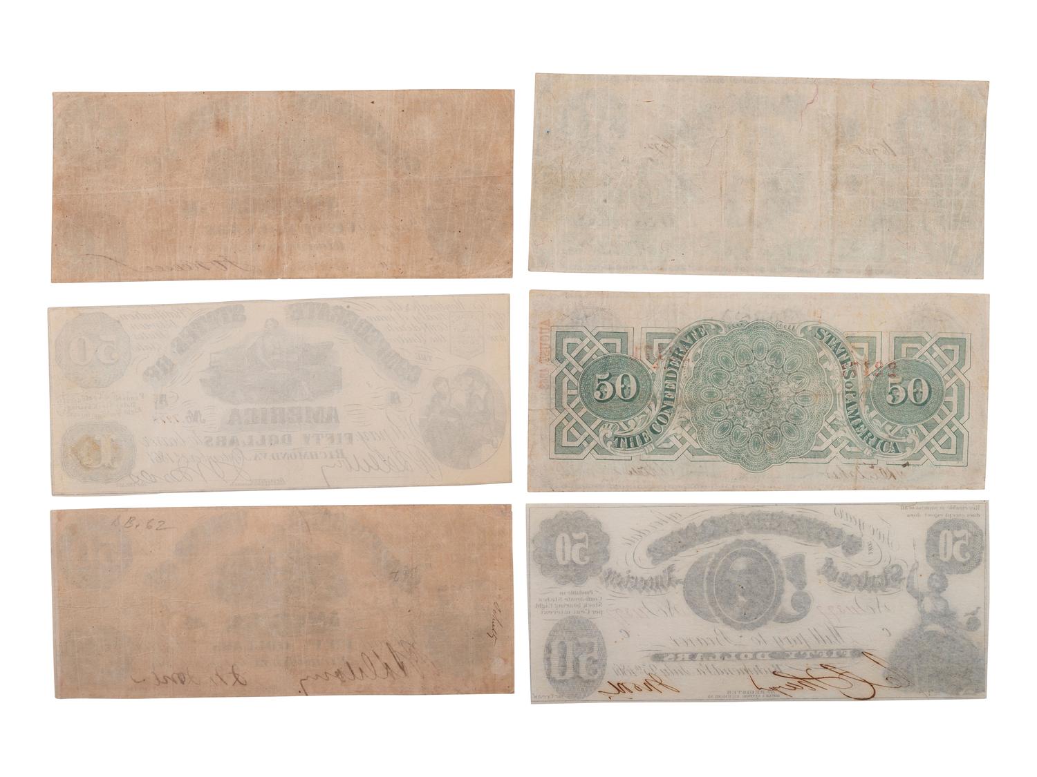 [CONFEDERATE - CURRENCY]. A large group of Confederate notes.