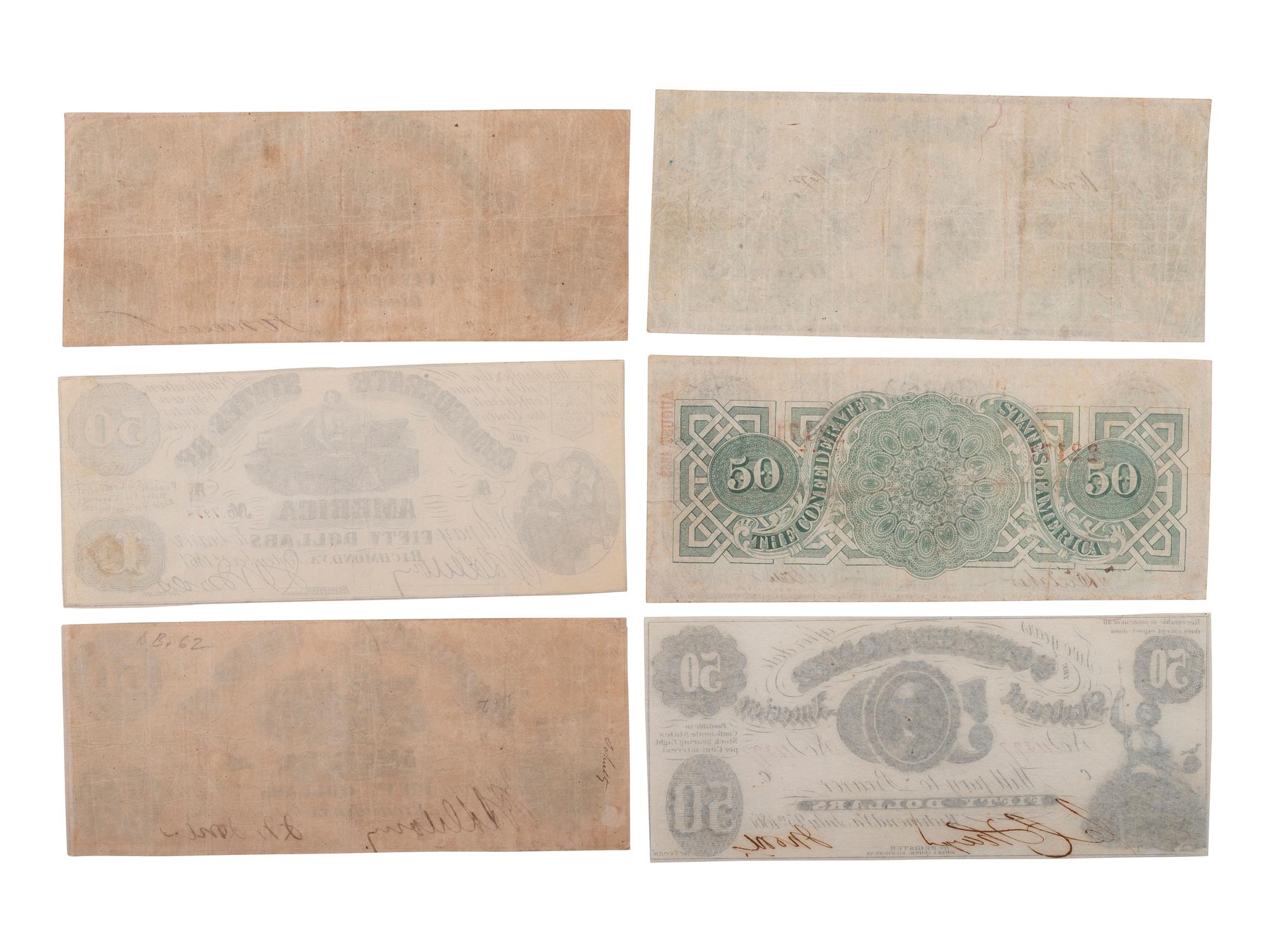 [CONFEDERATE - CURRENCY]. A large group of Confederate notes.