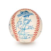 A 1991 Atlanta Braves National League Champions Team Signed Autograph Baseball With 28 Signatures (Beckett Authentication Services Letter BAS Certified),