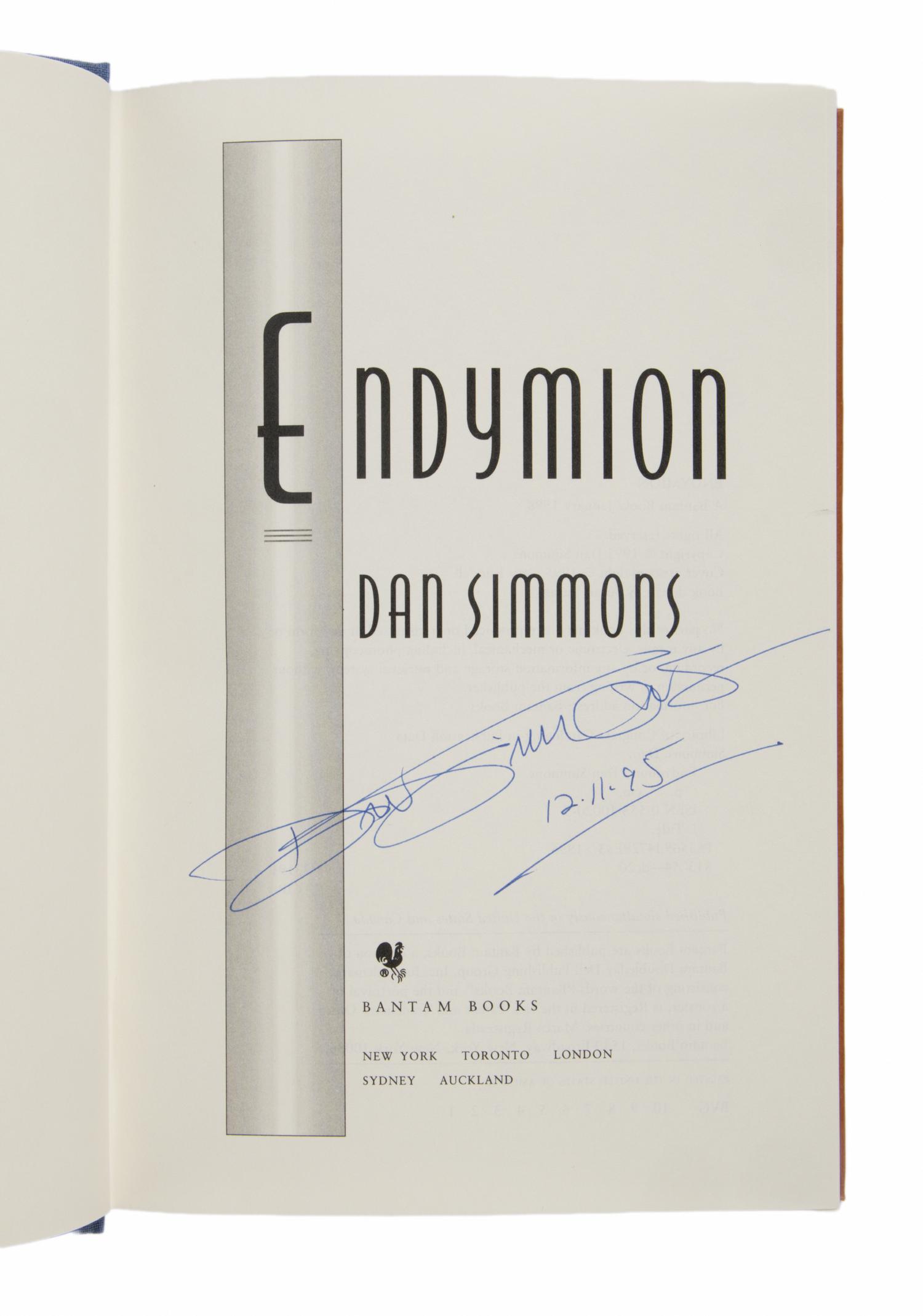 Simmons, Dan (b. 1948). A group of 3 first editions from The Hyperion Cantos , all inscribed, comprising: