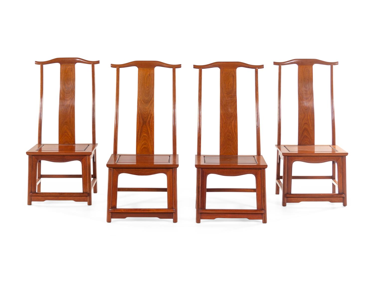 Four Chinese Hardwood Dining Chairs, Dengguayi