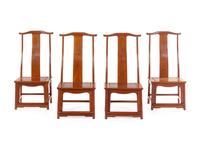 Four Chinese Hardwood Dining Chairs, Dengguayi