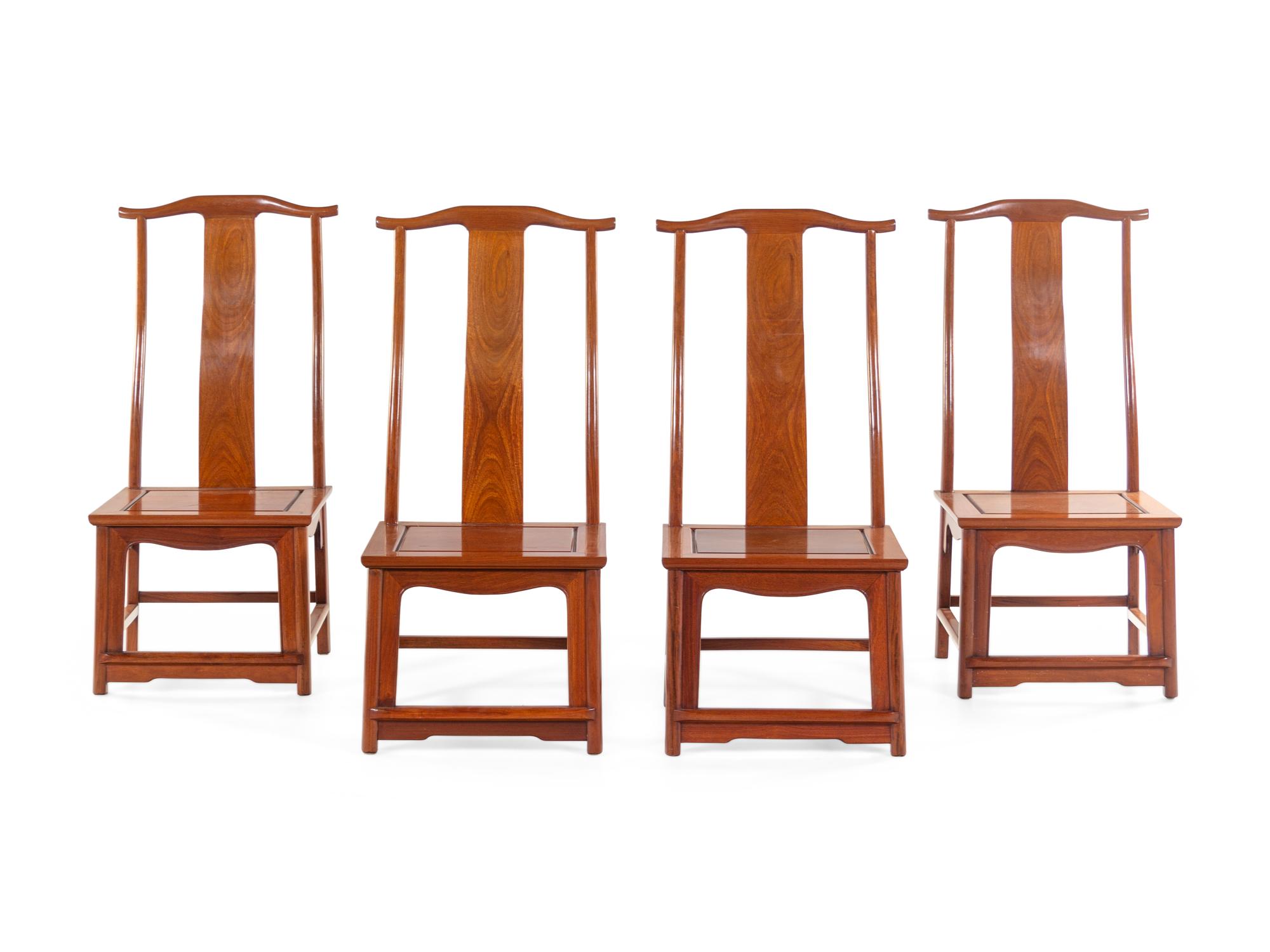 Four Chinese Hardwood Dining Chairs, Dengguayi