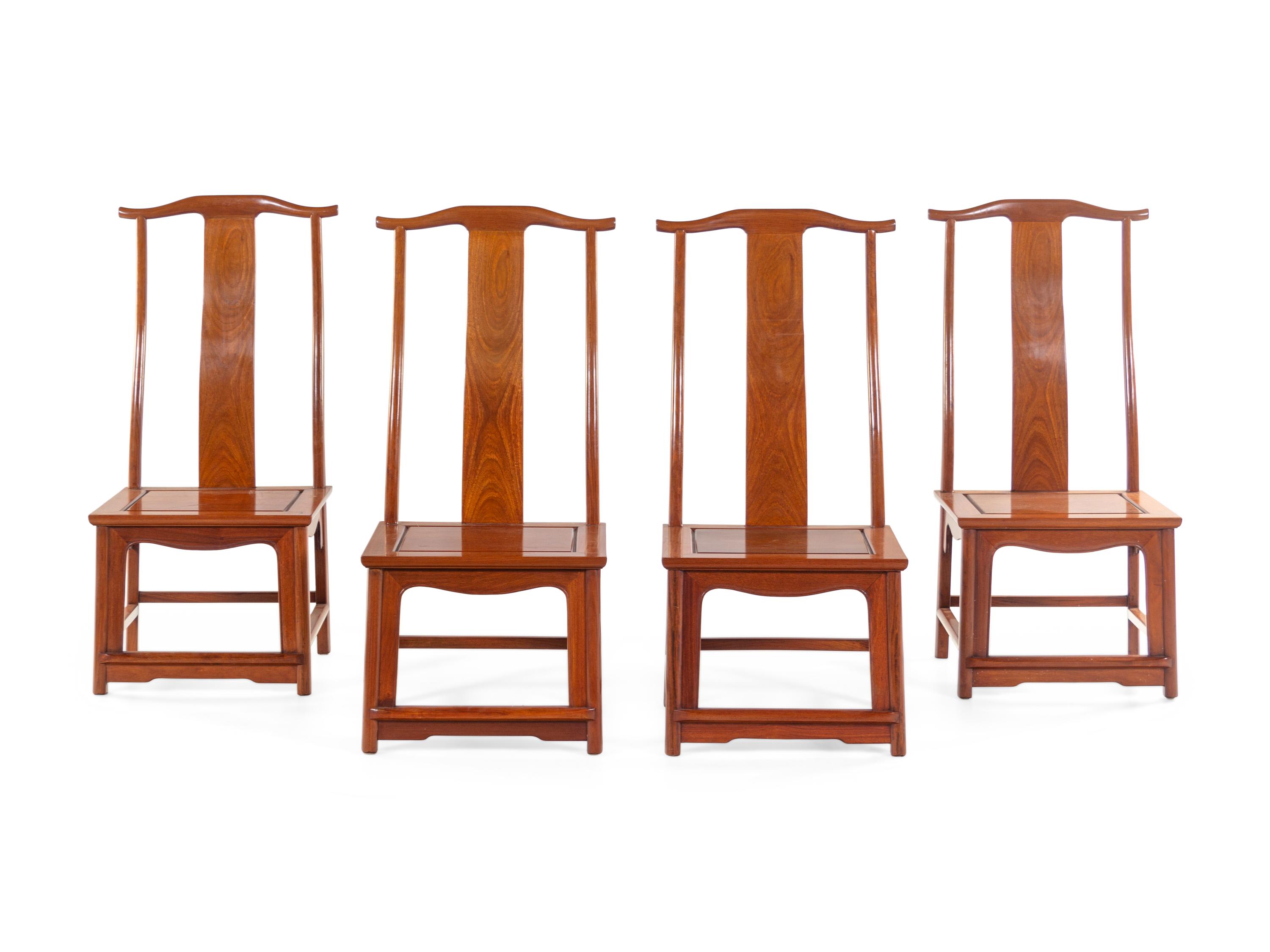 Four Chinese Hardwood Dining Chairs, Dengguayi