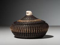 Alaskan Native Baleen Basket, with Walrus Finial