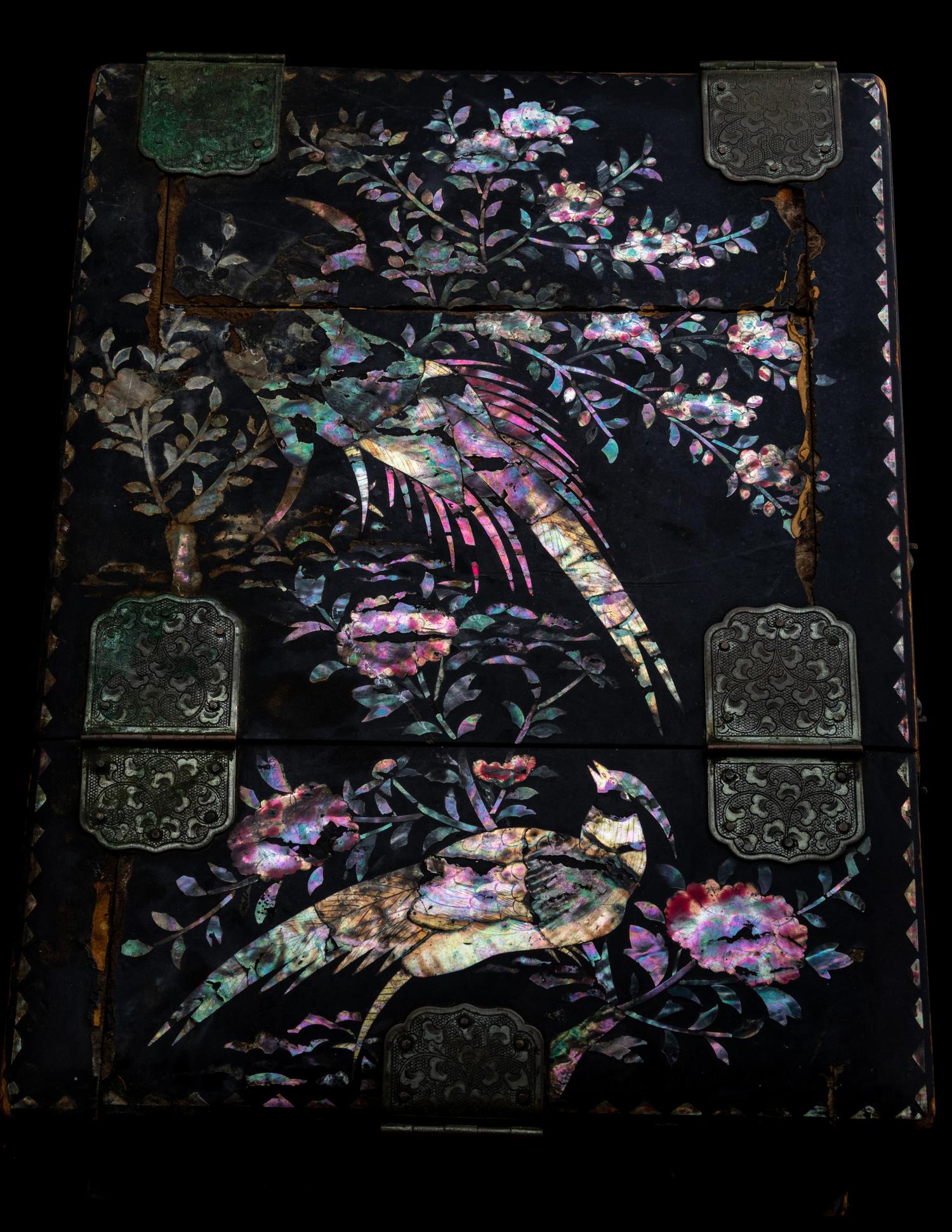 Two Small Chinese Mother-of-Pearl Inlaid Hardwood Chests