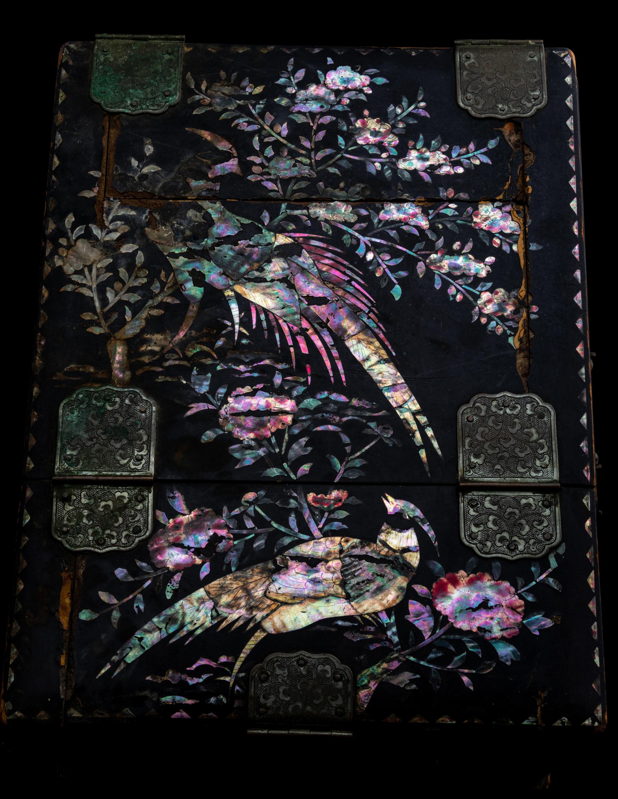 Two Small Chinese Mother-of-Pearl Inlaid Hardwood Chests