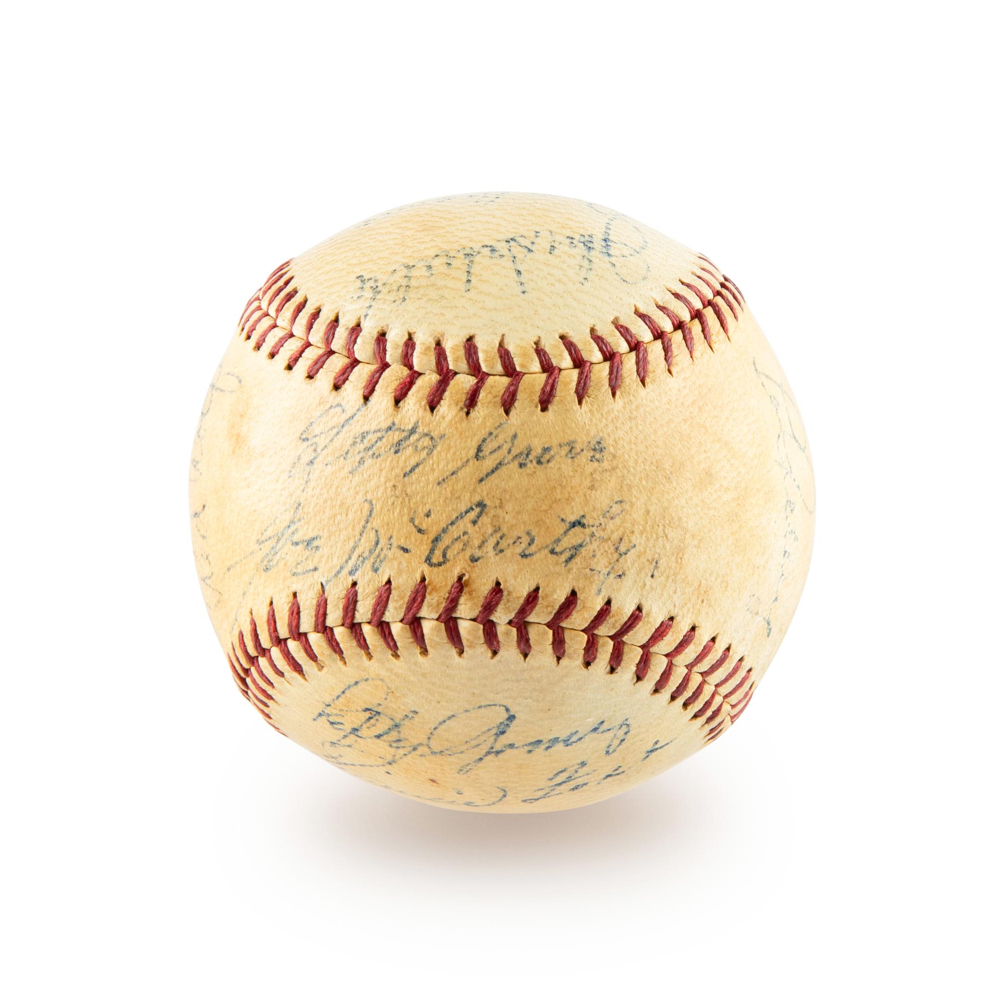 A 1937 American League All Star Team Signed Autograph Baseball Including Lou Gehrig, Hank Greenberg and Jimmie Foxx (Beckett Authentication Services)